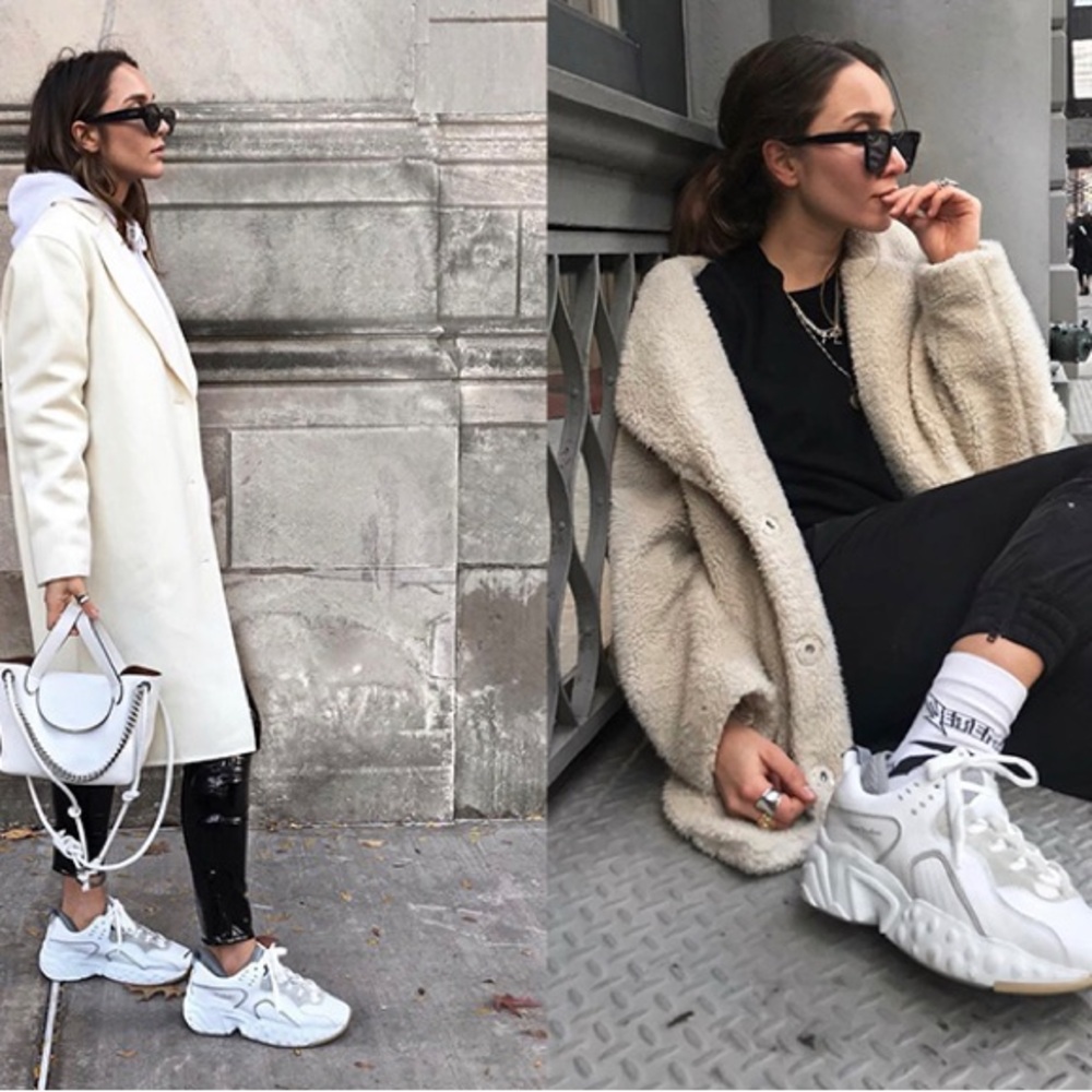 Acne Studios Manhattan Sneakers 38 8 white w grey suede chunky platform designer